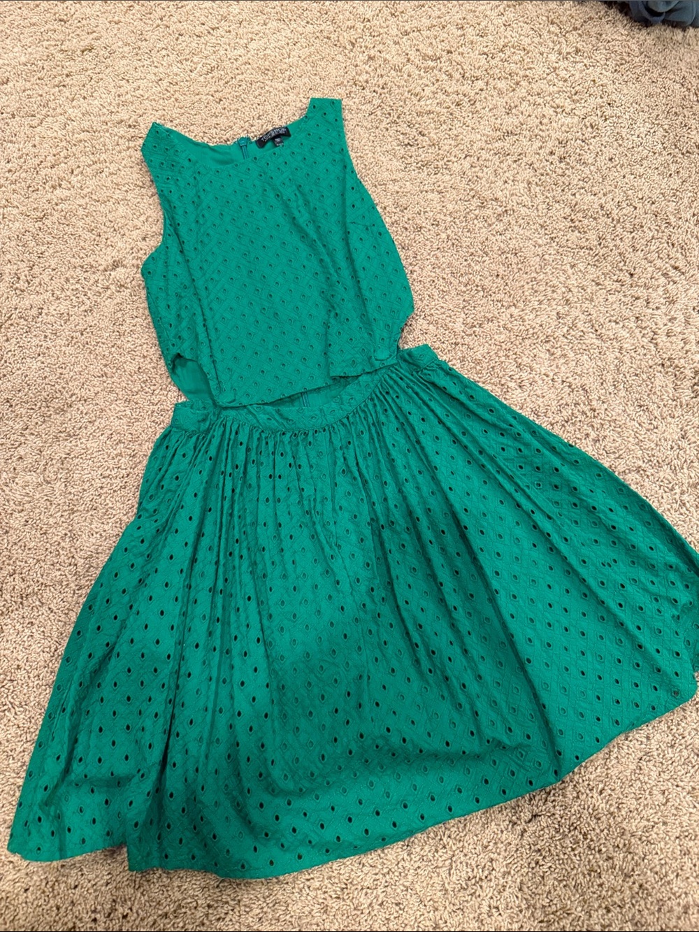 TopShop Size 6 Green Eyelet Dress